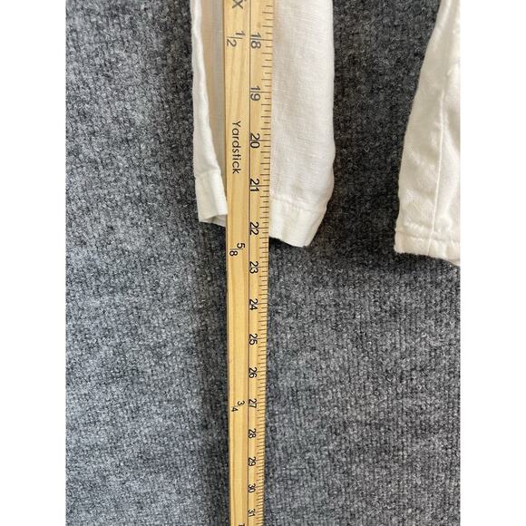 FLAX Linen Shirt Jacket Women's Sz P White Pearl Buttons Collar Pockets - Picture 11 of 11